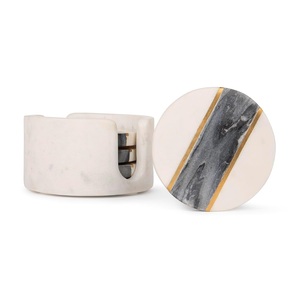 Sous-verres en marbre blanc gris de qualité supérieure à prix raisonnable, taille personnalisée et lot de 4 pour un usage domestique - Product Image 1