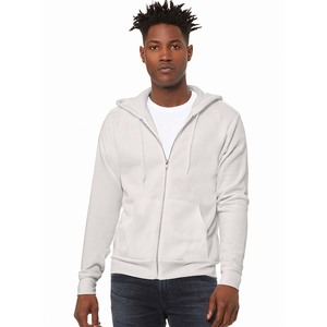Vente en gros 100% coton sweats à capuche surdimensionnés brodés col rond en relief Logo personnalisé fermeture éclair solide teint uni pour l'hiver gris - Product Image 1