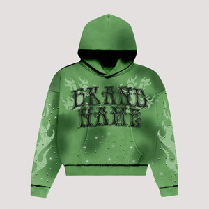 Logo personnalisé de haute qualité 500gsm Heavyweight Distressed Zip Hoodie 100% Cotton Vintage Basics pour l'hiver - Product Image 2