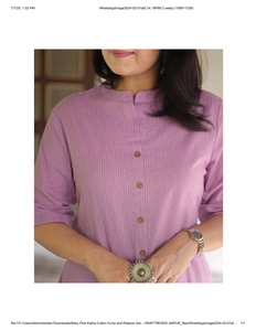 Mới Nhất Thiết Kế Bé Màu Hồng Bông Kurta Palazzo Thiết Lập Thủ Công Trong Ấn Độ Kết Hợp Màu Sắc Mới - Product Image 4