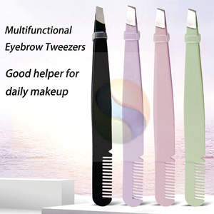 Pince à épiler en acier inoxydable de haute qualité, personnalisée, à pointe inclinée, outils de maquillage - Product Image 2