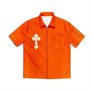 Classic <b>button</b>-<b>up</b> leather shirt with fine detailing, perfect for casual events and party wear. - Product Image 5