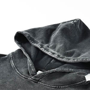 Wholesale Hot Sale Acid Wash Hoodie Factory Made Custom Solid <b>Black</b> Color Cotton <b>Fleece</b> <b>Men</b> Hoodie Oversize Acid Wash Hoodie - Product Image 4
