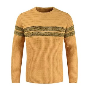 Suéteres para hombre Ropa de invierno Cuello redondo Color sólido Top Tendencia Suéter a rayas para hombre Nuevo diseño de moda Ropa deportiva transpirable - Product Image 1