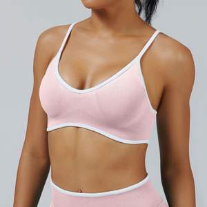 Nouveau personnalisé réglable athlétique de haute qualité Fitness sans couture doux Active hauts Nylon Spandex sport entraînement soutien-gorge femmes OEM avant - Product Image 6