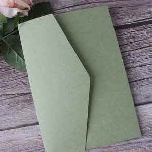 Carte d'invitation de <span class=keywords><strong>mariage</strong></span> en papier mat vert olive pour fête de fiançailles et célébration, invitation de <span class=keywords><strong>mariage</strong></span> à pochette - Product Image 2