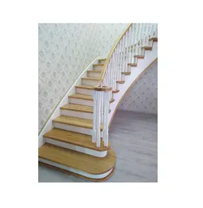 Tangga Interior Spiral Interfloor kustom untuk loteng tangga kayu loteng dalam ruangan tangga kayu padat untuk pondok