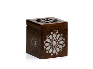ArtisanVibe Quemador de Incienso Madkhan de Madera Maciza Hecho a Mano con Incrustaciones de Madreperla, Soporte Árabe Mubkhar para la Temporada de Otoño - Product Image 5