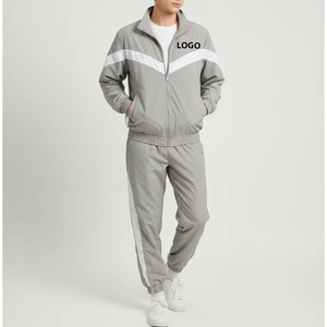 Survêtements en coton personnalisés pour hommes OEM, coupe-vent bicolore, ensemble de sport 2 pièces, jogging unisexe à fermeture éclair, survêtements streetwear pour hommes - Product Image 5