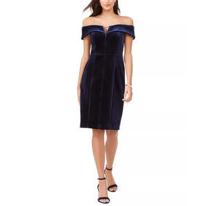 Abito tubino in velluto blu navy senza spalline da donna Vince Camuto, comodo con decorazioni di paillettes, taglie XS-XL per serate di gala - Product Image 1