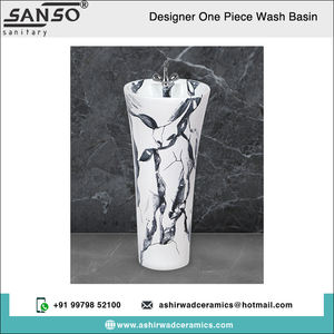 Novedad en existencias, superventas, lavabo de baño de lavabo de mano de diseñador de una pieza brillante de cerámica, mayorista genuino - Product Image 2