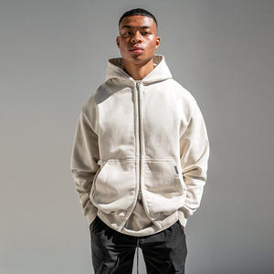 เสื้อฮู้ดผู้ชายวินเทจผ้าคอตตอนออร์แกนิกโอเวอร์ไซส์มีซิปรูดแบบวินเทจ - Product Image 6