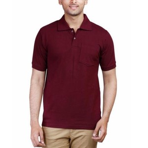 Chemise pour homme en coton tricoté anti-rides couleur bordeaux à manches courtes, personnalisable, vente en gros, Bangladesh - Product Image 5