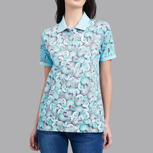 เสื้อโปโลพิมพ์ลายซับลิเมชันสำหรับผู้หญิงเสื้อโปโลมีโลโก้ออกแบบได้ตามต้องการ - Product Image 1