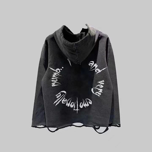 Sweat à capuche zippé personnalisé Hip Hop poids lourd délavé à l'acide Fabricants Sweat-shirt surdimensionné Impression bouffante Sweat à capuche zippé complet Hommes - Product Image 2