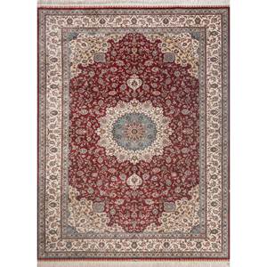 Gulmarg Hand Knotted <b>Silk</b> Rugs <b>Red</b> Orange Medallion Pattern New Rectangle Puzzle Patchwork for Home Living Room Carpet-Pae-5670" - Product Image 1