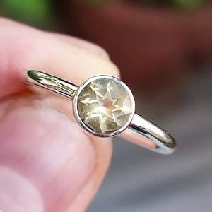 Citrine 8mm Bezel <b>Set</b> 925 Sterling <b>Silver</b> Handmade Boho <b>Ring</b> November Birthstone Jewelry Perfect Gift Her Birthday Anniversary - Product Image 1