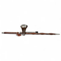 Bâton de mace à tête plate Gevon (Métal/Bois/Laiton/Acier) pour Tambour-major Cérémoniel, Origine Pakistan, Accessoire d'instrument de musique souple