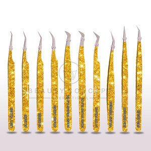 Eyelash Eyebrow Tweezers Angled Tip Professional Eyelash Extension Tweezers with Customized Brand Labeling Grafted Box Packing - Product Image 6