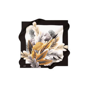 Black Cotton Floral Square Scarf Custom Design Handkerchief - Product Image 1