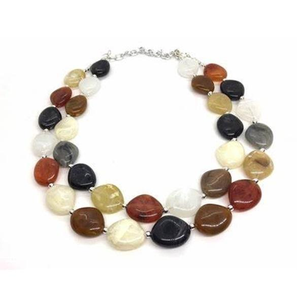 Collar de Cuentas de Resina Hechas a Mano con Madera Chapada en Rodio de la India para Bodas y Ocasiones Especiales Disponible al por Mayor - Product Image 1