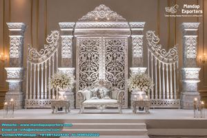 Escenario de Fibra con Tema Romano Blanco para Bodas, al Mejor Precio, Marco de Boda Victoriano, Decoración de Boda Inglesa, Panel de Fibra para Escenario, Estilo Atlanta - Product Image 6