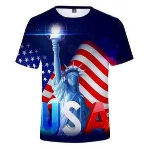 גבוהה באיכות ארה"ב דגל סובלימציה מודפס T חולצה סיטונאי דיגיטלי הדפסת ג 'רזי מהיר ייבוש fit סובלימציה מודפס t חולצות