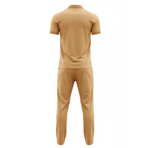 Uniforme de Cricket Sublimado Personalizado al por Mayor para Hombre, Transpirable y de Secado Rápido, Color Bronceado con Gráfico de Silueta de Fortaleza, Jersey y Pantalones - Product Image 3