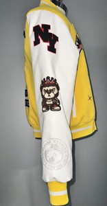 Veste bomber en cuir de haute qualité avec logo brodé en chenille d'hiver, veste universitaire unisexe en cuir PU, vente en gros - Product Image 2