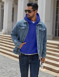 Pull-over à capuche en molleton de coton 380 GSM pour hommes, sweat-shirt à col rond surdimensionné, vêtements urbains pour l'automne chaud - Product Image 6