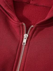 Women's Stylish Cropped Zip-up <b>Hoodie</b> with Drawstring Waist <b>Cute</b> Workout Design Short Length Sweatshirt for Winter - Product Image 3