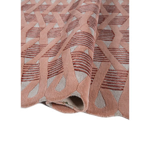 Alfombra de Lana y Viscosa Tejida a Mano Jaipur Wunderkammer Beige Marrón con Patrón Geométrico Abstracto para el Hogar, Pasillo, Modelo Rectangular-Top-115 - Product Image 2