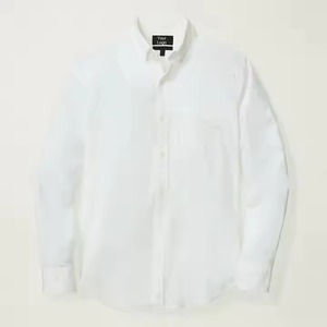 Wholesale Logo OEM Men's Custom <b>White</b> Office Casual <b>Shirts</b> Solid Color Slim Fit Long Sleeve Breathable 100% Cotton Horn Button - Product Image 1