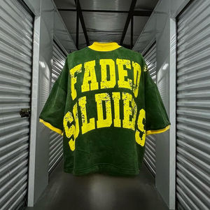 Haut court rétro en jersey de streetwear pour hommes en coton éponge épais T-shirt Boxy avec logo personnalisé Impression graphique Service OEM - Product Image 4