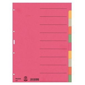 Séparateurs de dossiers en carton recyclé multicolores Leitz DIN A4, 10 feuilles d'indexation - Accessoires de classement écologiques - Product Image 1