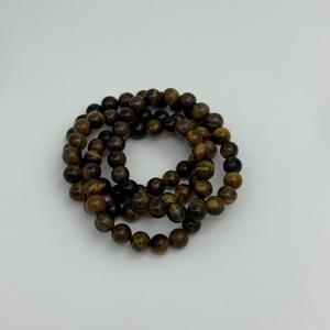 Bracelet en perles de pierre naturelle œil de tigre, style religieux classique, avec pointe de stylo-plume en or diamanté, cadeau de bijoux fait main, vente en gros - Product Image 3