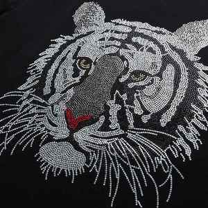 Summer Regular Fit Men's Streetwear Casual Breathable Quick Dry Custom Rhinestone Transfer Skull Bones T Shirt 2025 - Product Image 2
