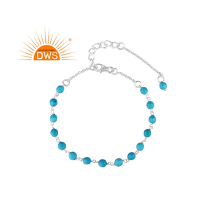 New Arrival Fine <b>Sterling</b> <b>Silver</b> Turquoise <b>Beaded</b> Gemstone <b>Bracelet</b> Custom Jewelry for Her - Product Image 1