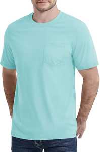 T-shirt homme bleu clair coton doux col rond manches courtes confortable coupe décontractée élégant couleur unie tous les jours été basique t-shirt - Product Image 3