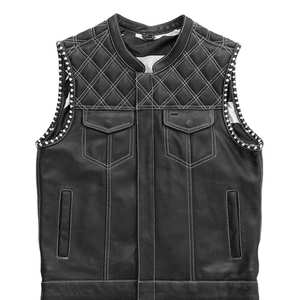 Gilet en cuir véritable de haute qualité pour homme, décontracté, respirant, vêtement d'extérieur d'hiver, couleurs et tailles personnalisables, col en V, logo personnalisé, sans couture - Product Image 4