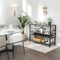 Meuble bar en chêne moderne avec porte-bouteilles, poignées en fer, design autoportant à 4 compartiments pour salle à manger/salon/cuisine