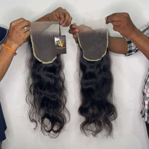 Extensions de cheveux humains tressées Indian Temple, mèches de cheveux bouclés avec fermeture dentelle transparente HD - Product Image 1