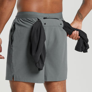 กางเกงขาสั้นวิ่งออกกำลังกายสำหรับผู้ชายแนวสตรีทแบบ2-in-1ผ้าฝ้ายกันยับติดโลโก้ได้ตามต้องการ - Product Image 6