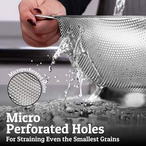 स्टेनलेस स्टील धातु का कोलैंडर और नूडल्स के लिए रसोई के भोजन के स्ट्रेनर्स और कोल्ंडर्स के साथ - Product Image 4