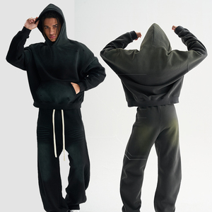 Custom Hoodies Pullover Copped Sweatsuit Acid Wash Hoodie 3d Puff Print Jogging Tracksuits <b>Set</b> Flared Sweatpants and Hoodie <b>Sets</b> - Product Image 5