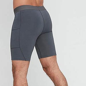 Pantalones cortos de entrenamiento para gimnasio de estilo callejero para hombre, pantalones cortos de compresión de Material duradero hechos a medida con patrón sólido - Product Image 5