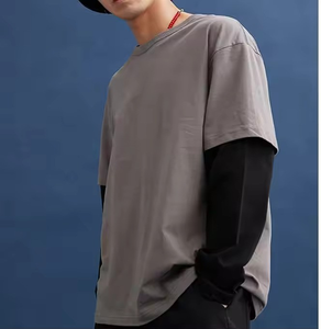 Nouveau design, chemise à col rond pour homme, double couche, 100% coton, écologique, légère, respirante, séchage rapide, vêtements décontractés d'été - Product Image 2