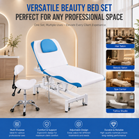 Table de soin électrique professionnelle réglable avec tabouret en cuir PVC pour spa, massage et équipement de salon de beauté