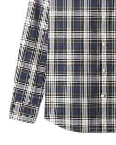 Chemise à carreaux boutonnée pour homme, bleu marine et blanc, manches longues, décontractée, en flanelle de coton, confortable pour le quotidien, vente en gros - Product Image 5