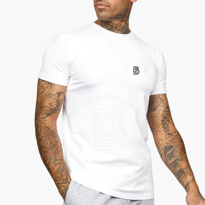 Venta al por mayor de los hombres personalizados de secado rápido Fitness camiseta de poliéster en blanco ajustado Athletic Gym Sport camiseta de entrenamiento - Product Image 4